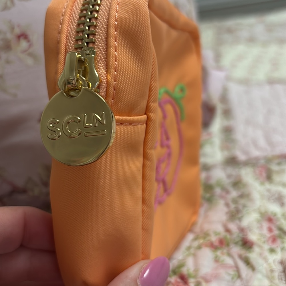 Stoney Clover Lane Orange Pumpkin Halloween Embroidered Mini Pouch - Picture 3 of 4